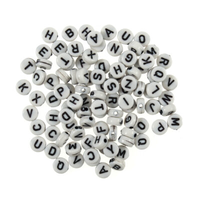 alphabet beads - black and white