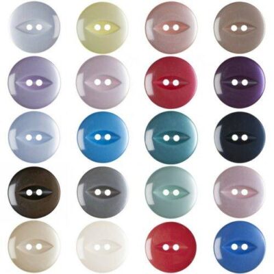 Buttons - Two Hole Fish-Eye - Various Colours and Sizes