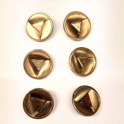 Vintage Glass Buttons - Deco Triangle - Pewter or Matt Gold - 22mm & 18mm