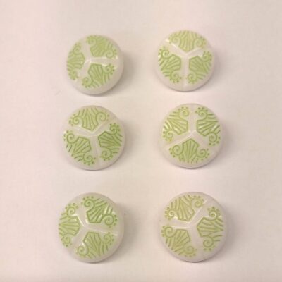 Vintage Glass Buttons - Deco Lines - Various Colours - 18mm - Set of Six