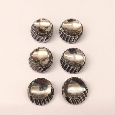 Vintage Glass Buttons - Dover - Chrome Metallic - 27mm, 23mm & 13mm