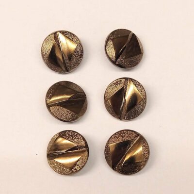 Vintage Glass Buttons - Fold - Pewter or Dark Gold - 16mm, 22mm & 27mm