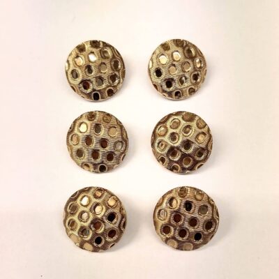 Vintage Glass Buttons - Honeycomb - Soft Gold - 18mm - Set of Six
