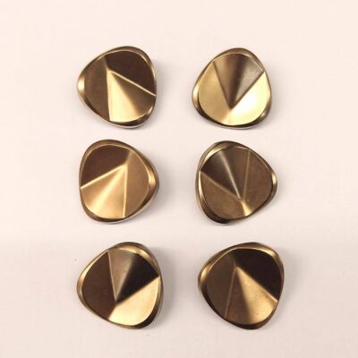 Vintage Glass Buttons - Inverted Pyramid - Matt Gold - 22mm - Set of Six