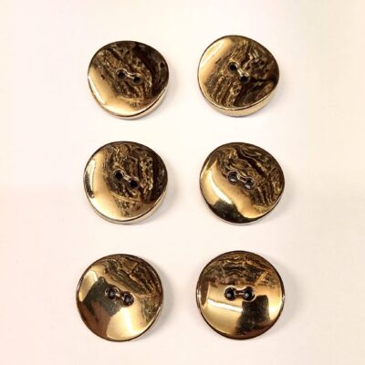 Vintage Glass Buttons - Rippled Gold 2 Hole - 13mm, 18mm & 22mm - Sets of Six