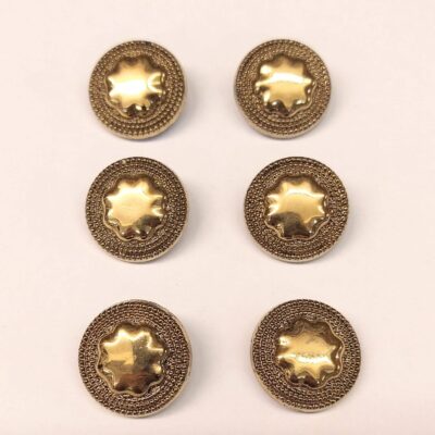 Vintage Glass Buttons - Star - Shiny Gold - 18mm - Set of Six