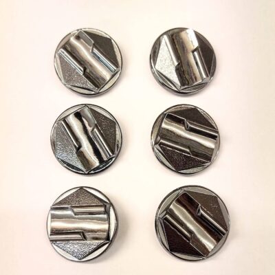 Vintage Glass Buttons - Strata - Metallic Chrome - 23mm - Set of Six