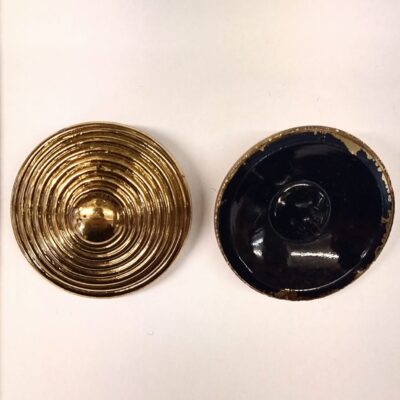 Vintage Glass Buttons - Oversized Spiral Gold - 40mm - Set of 2